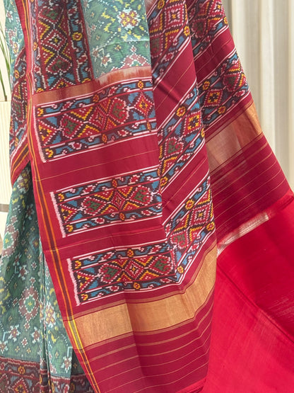 Maroon Green Handwoven Patola Elegance
