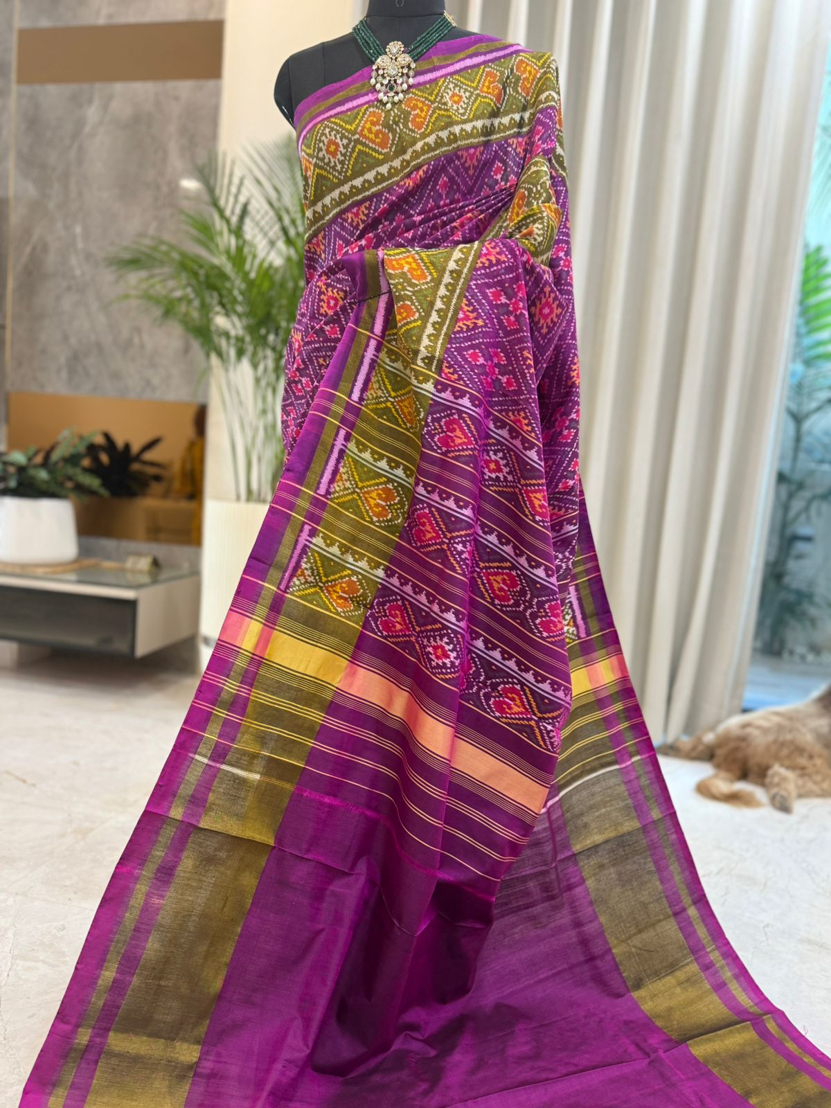 Purple Silk Vibrant Ikkat Patola