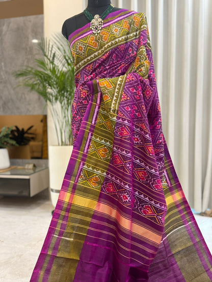 Purple Silk Vibrant Ikkat Patola