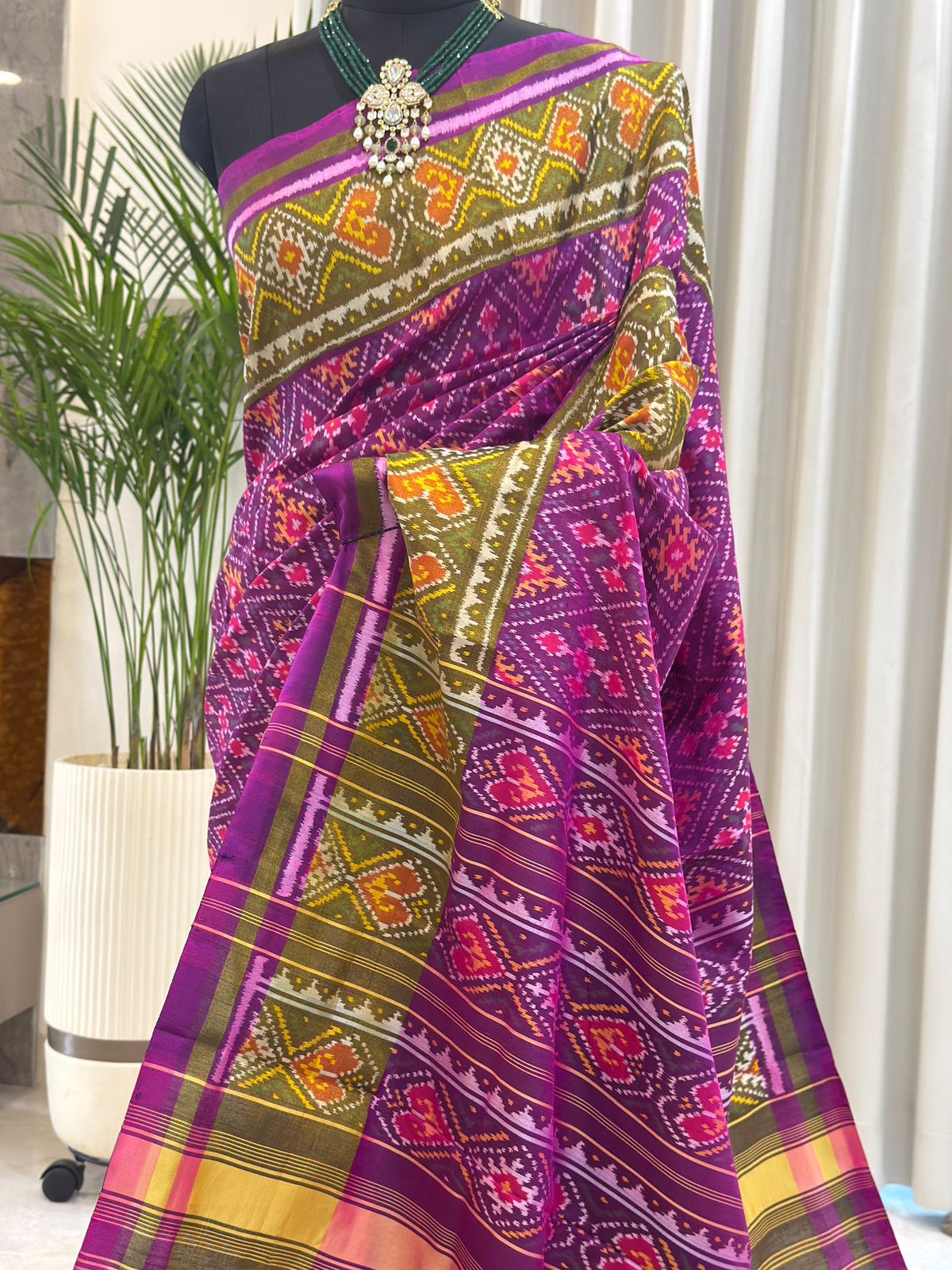 Purple Silk Vibrant Ikkat Patola