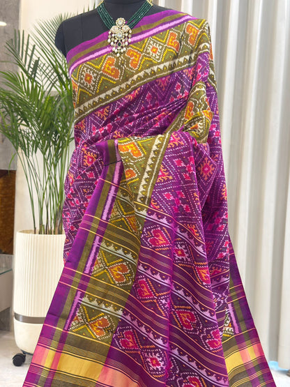 Purple Silk Vibrant Ikkat Patola