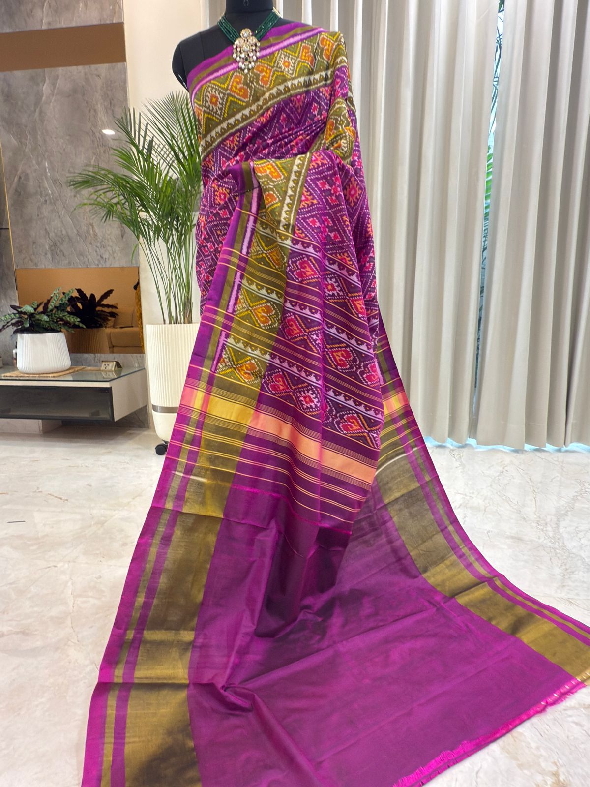 Purple Silk Vibrant Ikkat Patola