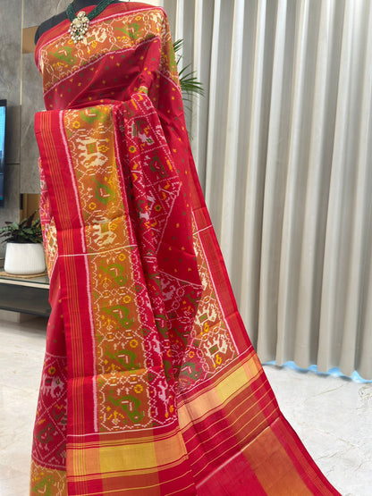 Red Silk With Ikat Patterns