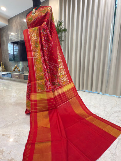 Red Silk With Ikat Patterns