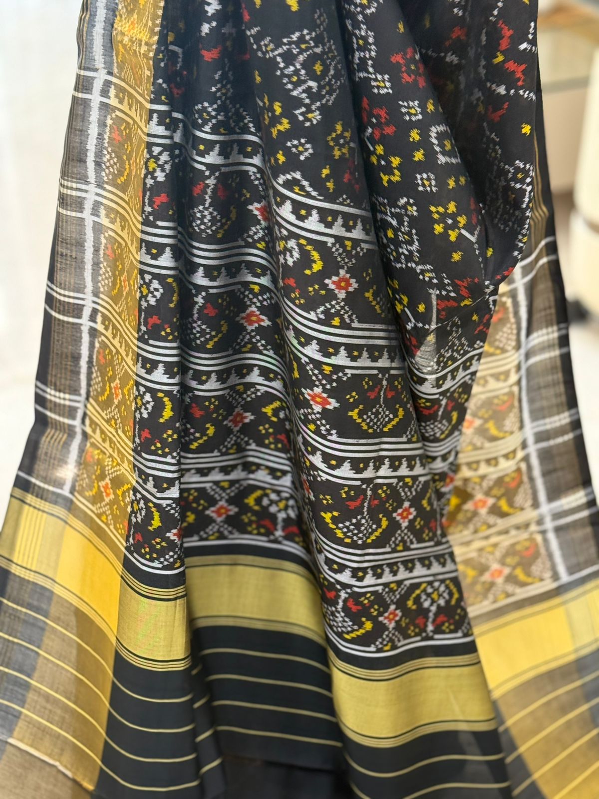 Black With Yellow Ikat Motifs