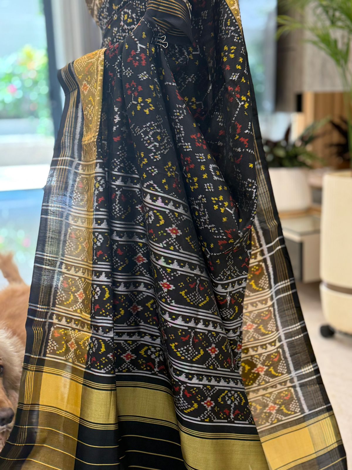 Black With Yellow Ikat Motifs