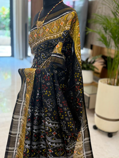 Black With Yellow Ikat Motifs