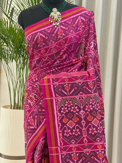 Magenta Wine Handwoven Ikat Saree