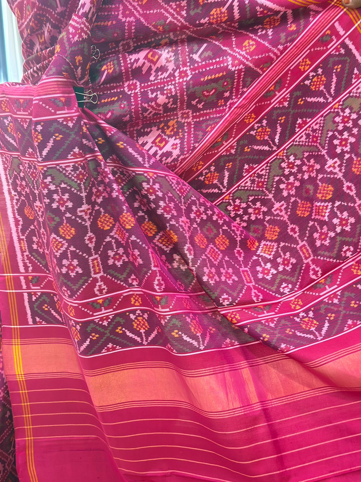 Magenta Wine Handwoven Ikat Saree