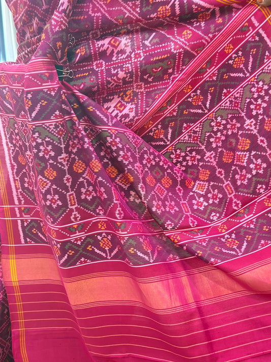 Magenta Wine Handwoven Ikat Saree