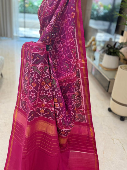 Magenta Wine Handwoven Ikat Saree