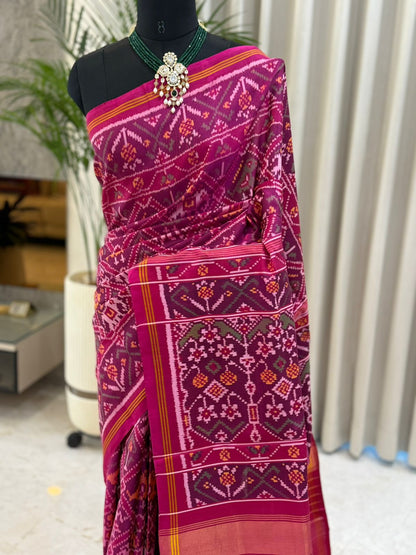 Magenta Wine Handwoven Ikat Saree