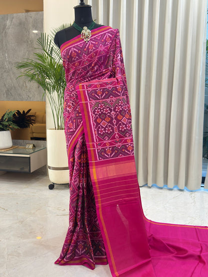 Magenta Wine Handwoven Ikat Saree