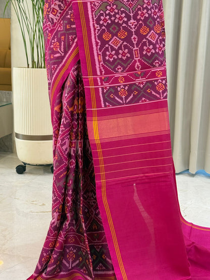 Magenta Wine Handwoven Ikat Saree
