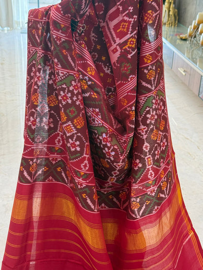 Rich Maroon Ikat Saree