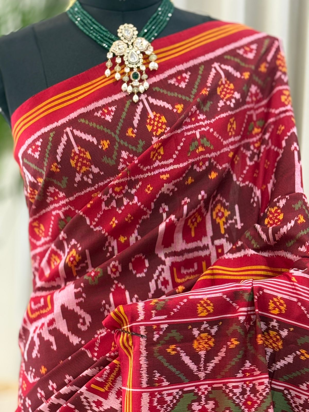 Rich Maroon Ikat Saree