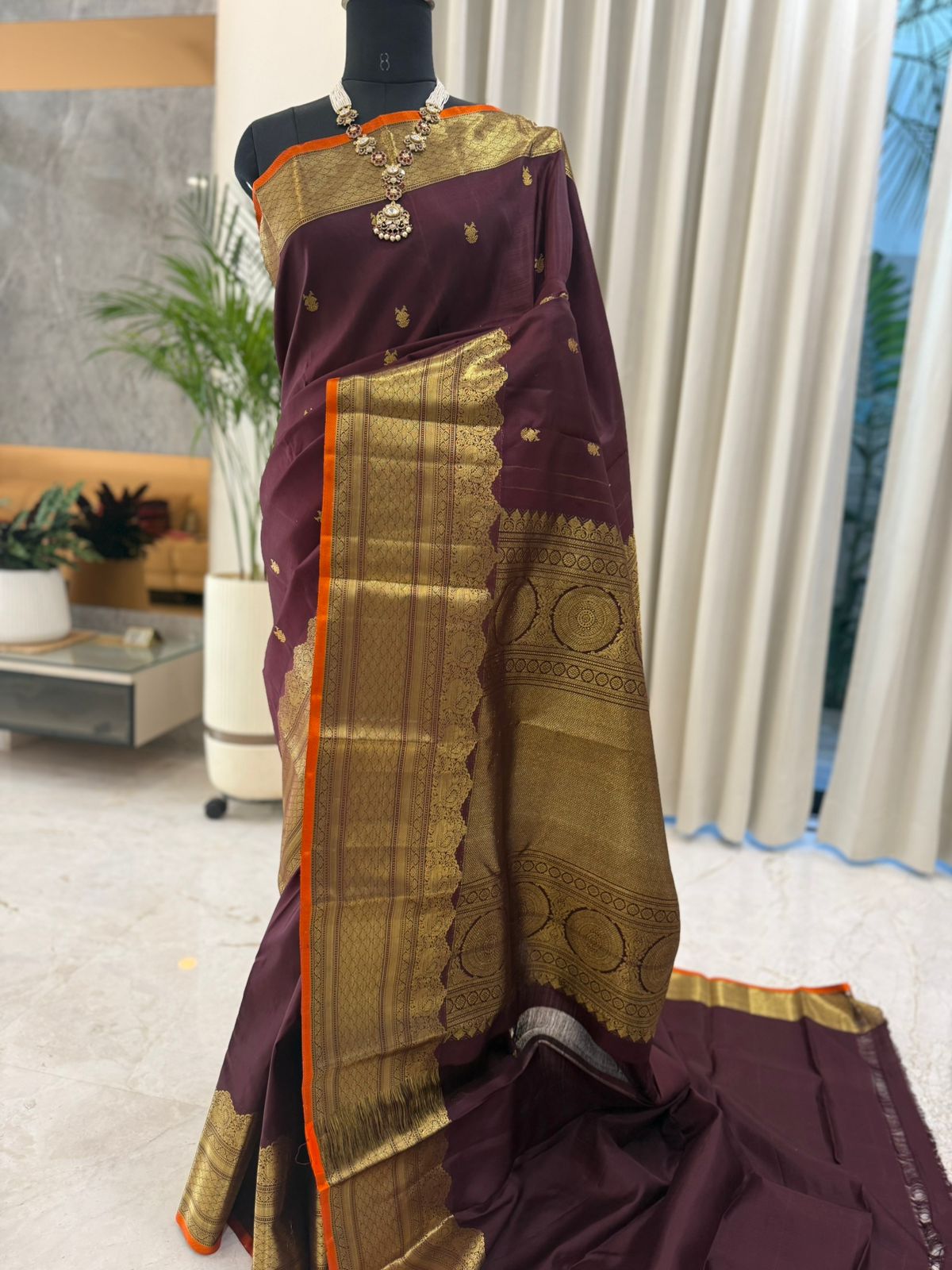 Brown Gold Kanjivaram Silk