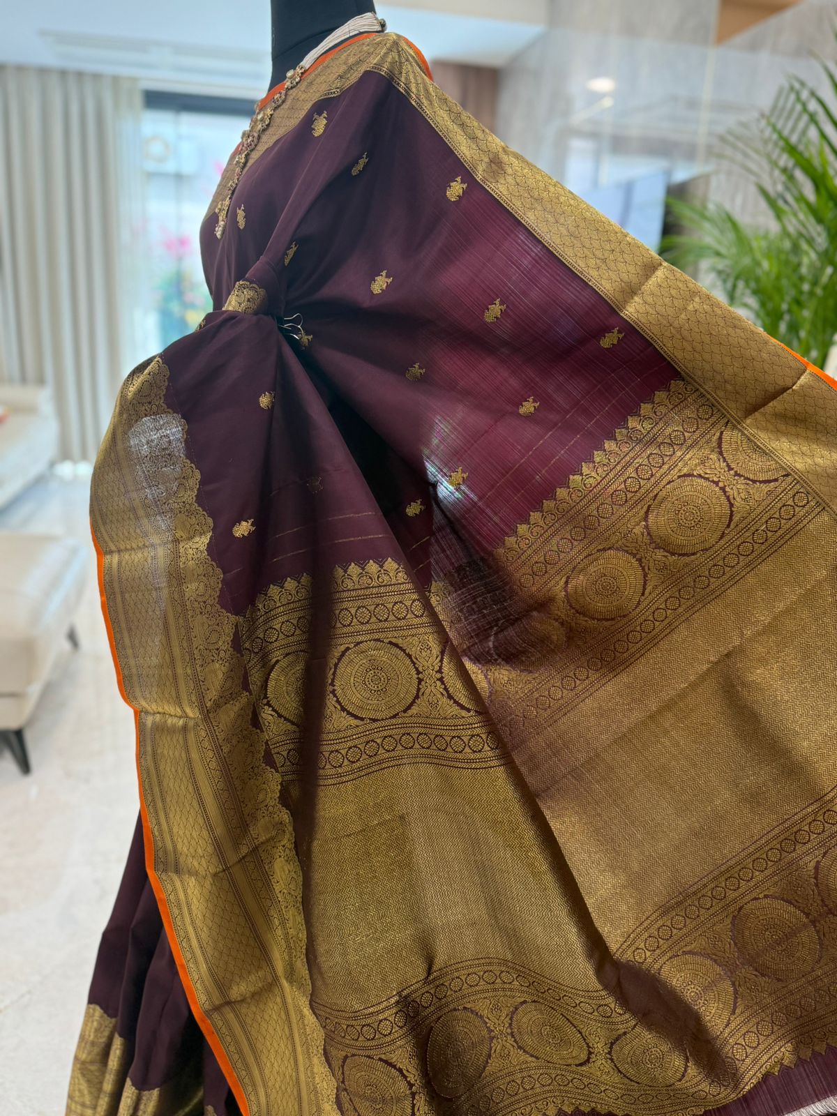 Brown Gold Kanjivaram Silk