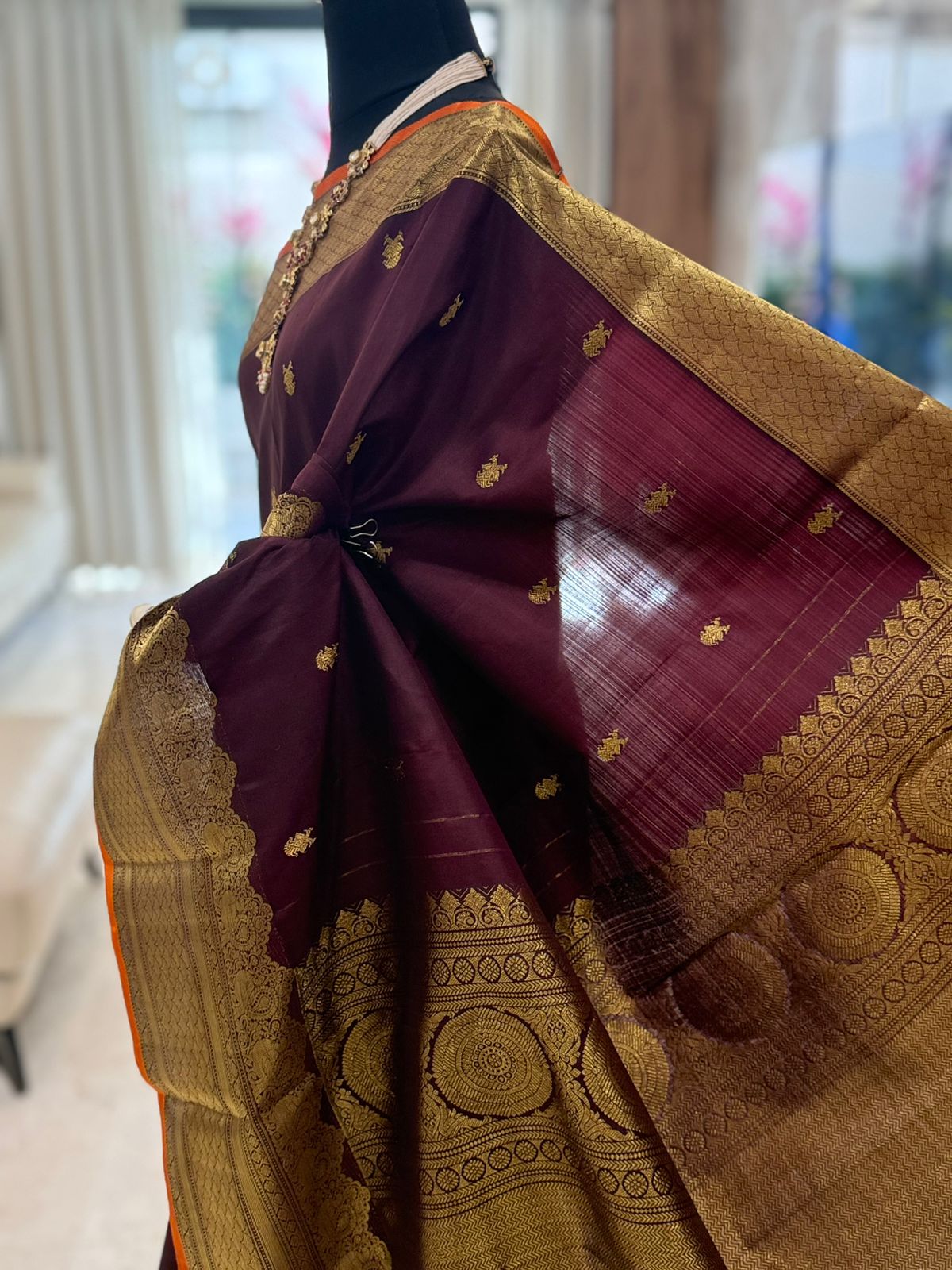 Brown Gold Kanjivaram Silk