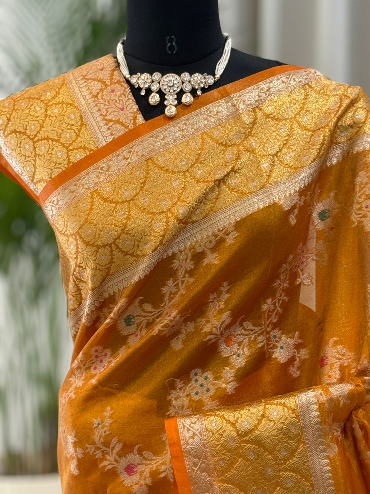 Orange Gold Banarasi Saree