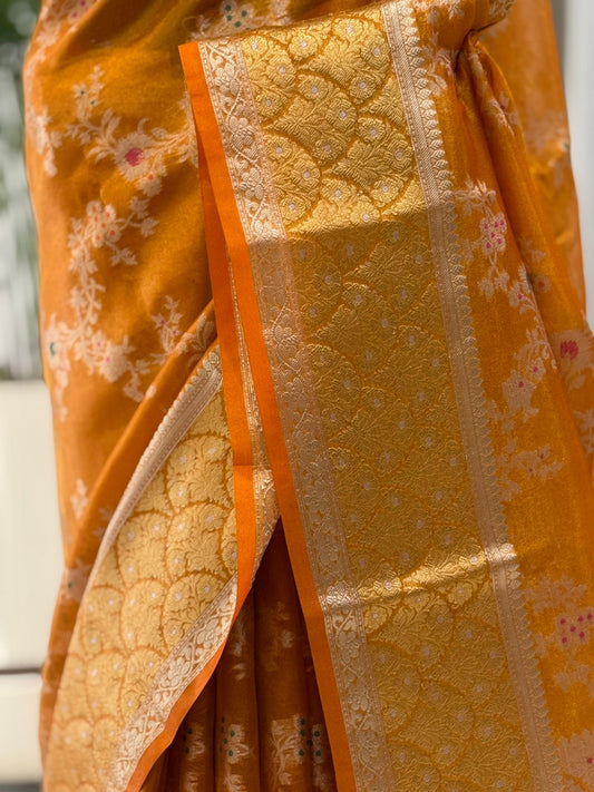 Orange Gold Banarasi Saree
