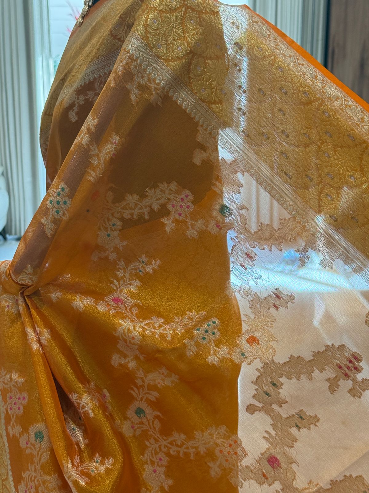 Orange Gold Banarasi Saree