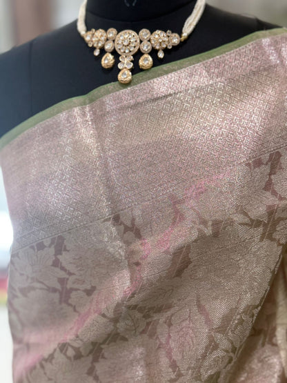 Pastel Pink Banarasi Saree