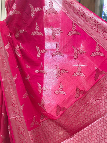 Rich Pink Banarasi Semi-Silk