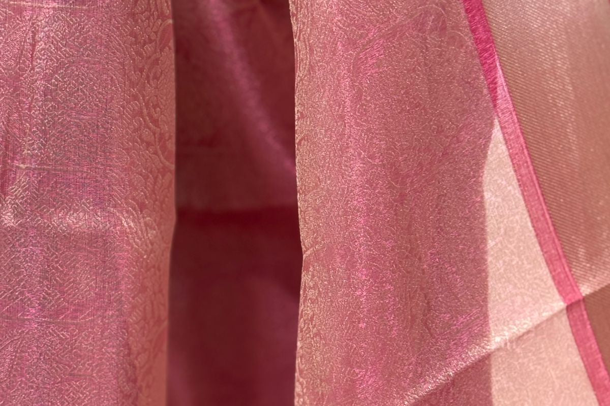 Rose Pink Tissue Banarasi Saree