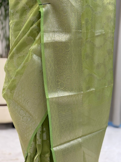 Leaf Green Banarasi Tissue Saree
