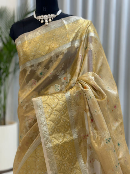 Golden Banarasi Tissue Saree