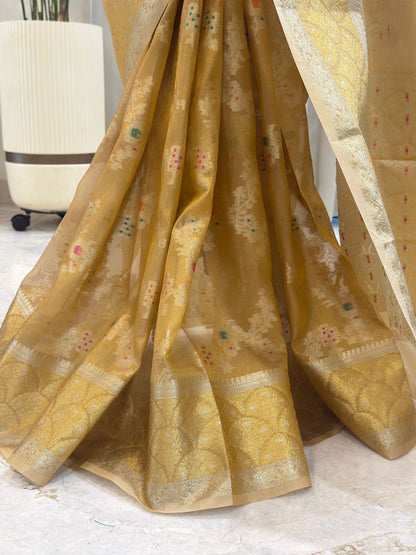 Golden Banarasi Tissue Saree