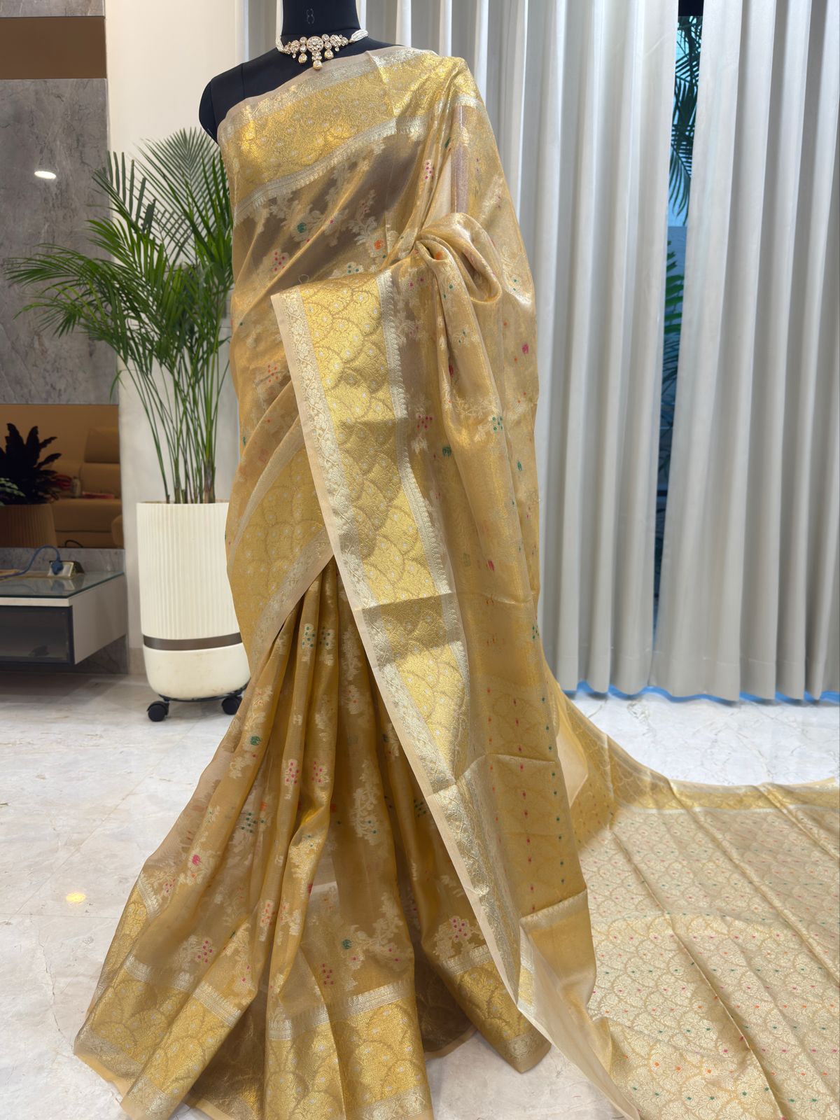 Golden Banarasi Tissue Saree