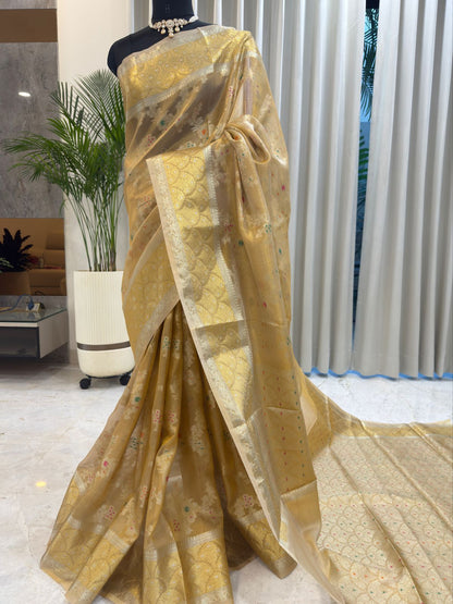 Golden Banarasi Tissue Saree
