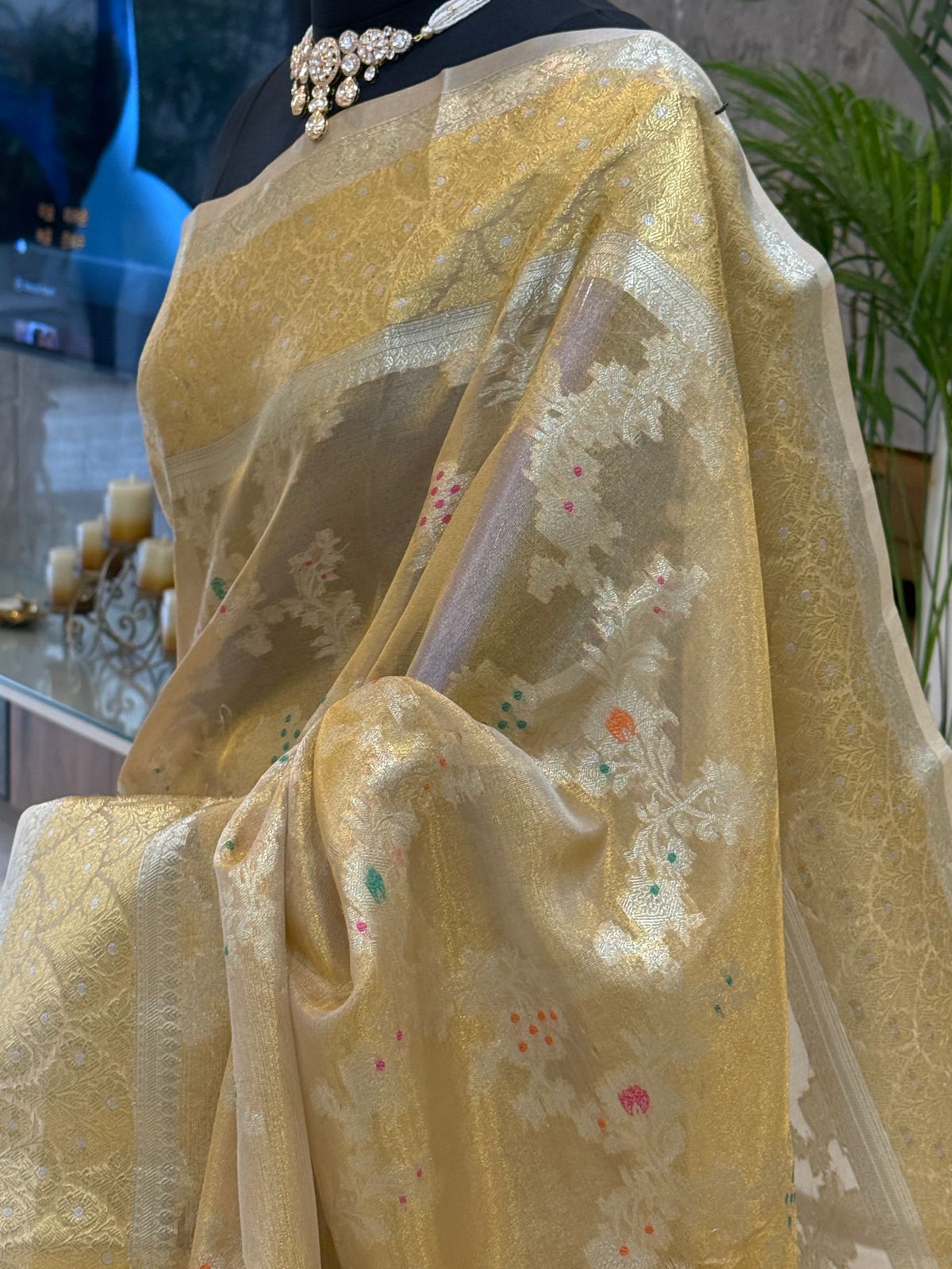 Golden Banarasi Tissue Saree
