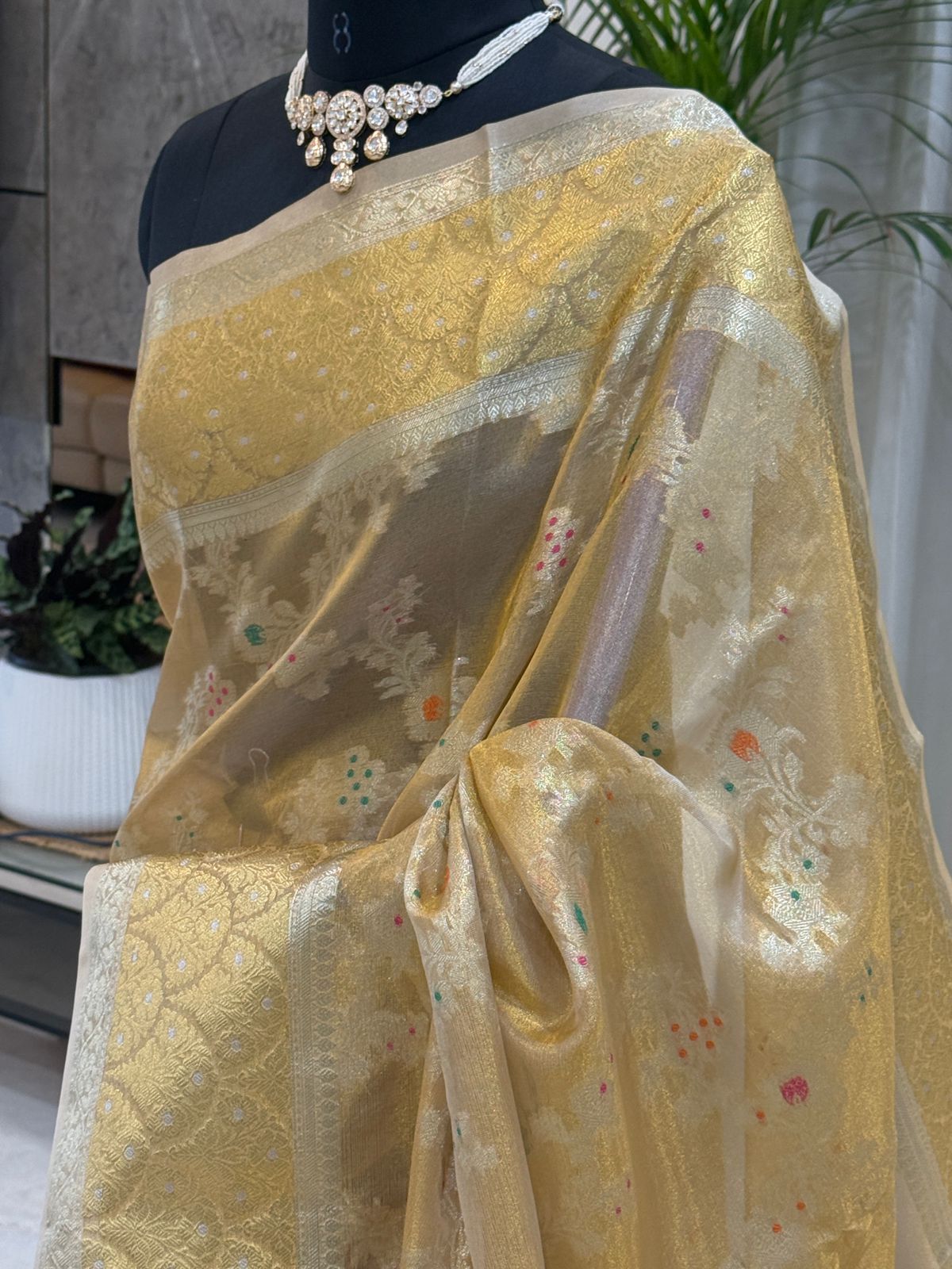 Golden Banarasi Tissue Saree