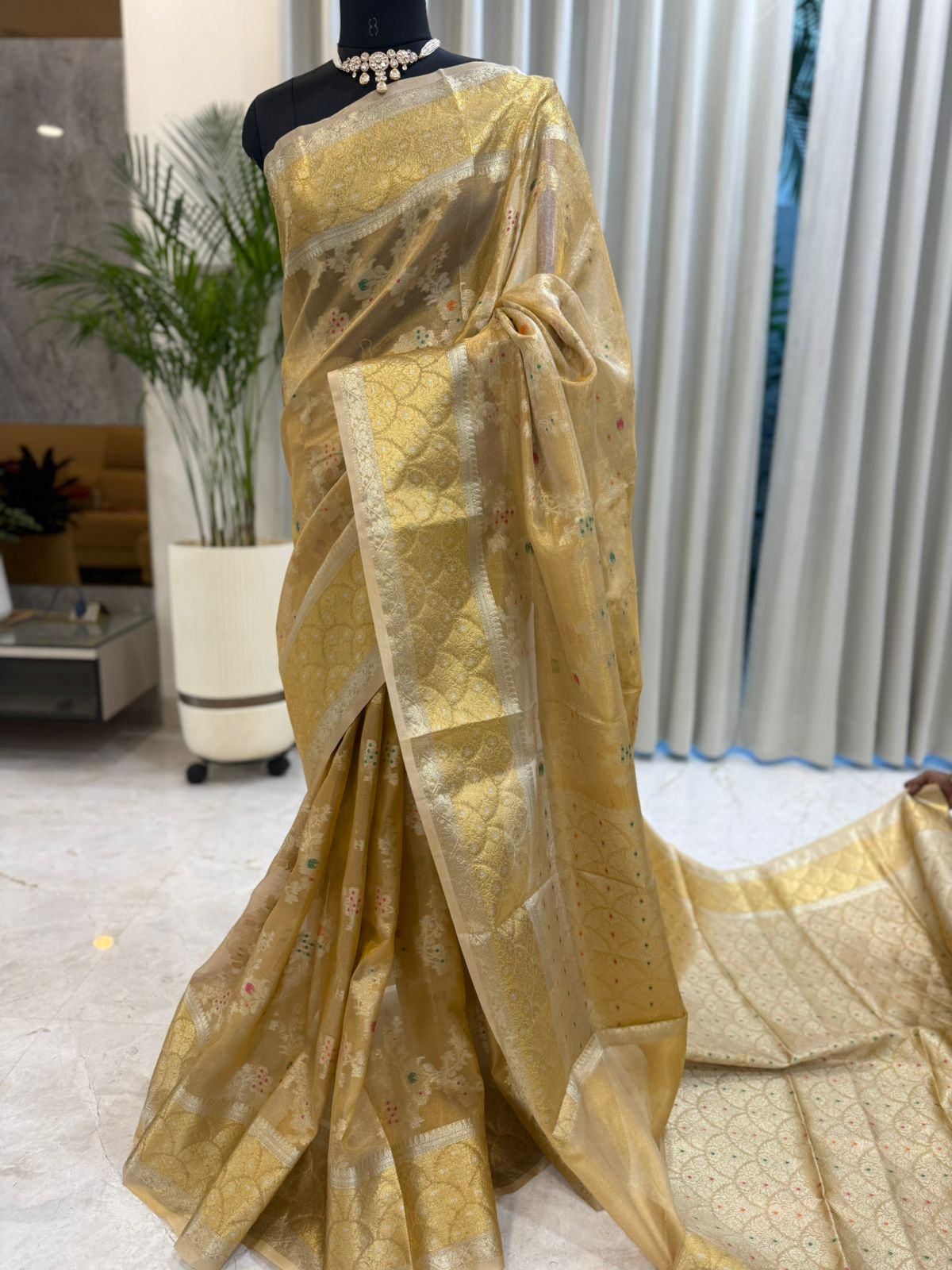 Golden Banarasi Tissue Saree