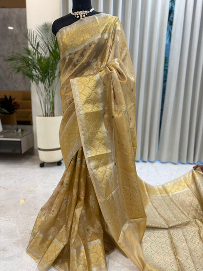 Golden Banarasi Tissue Saree