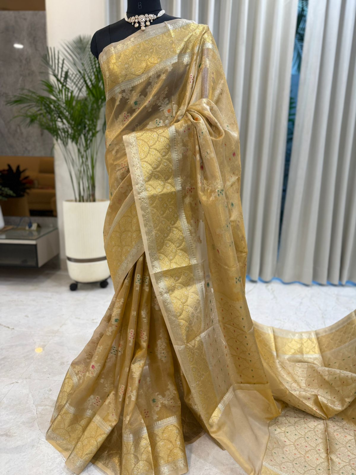 Golden Banarasi Tissue Saree