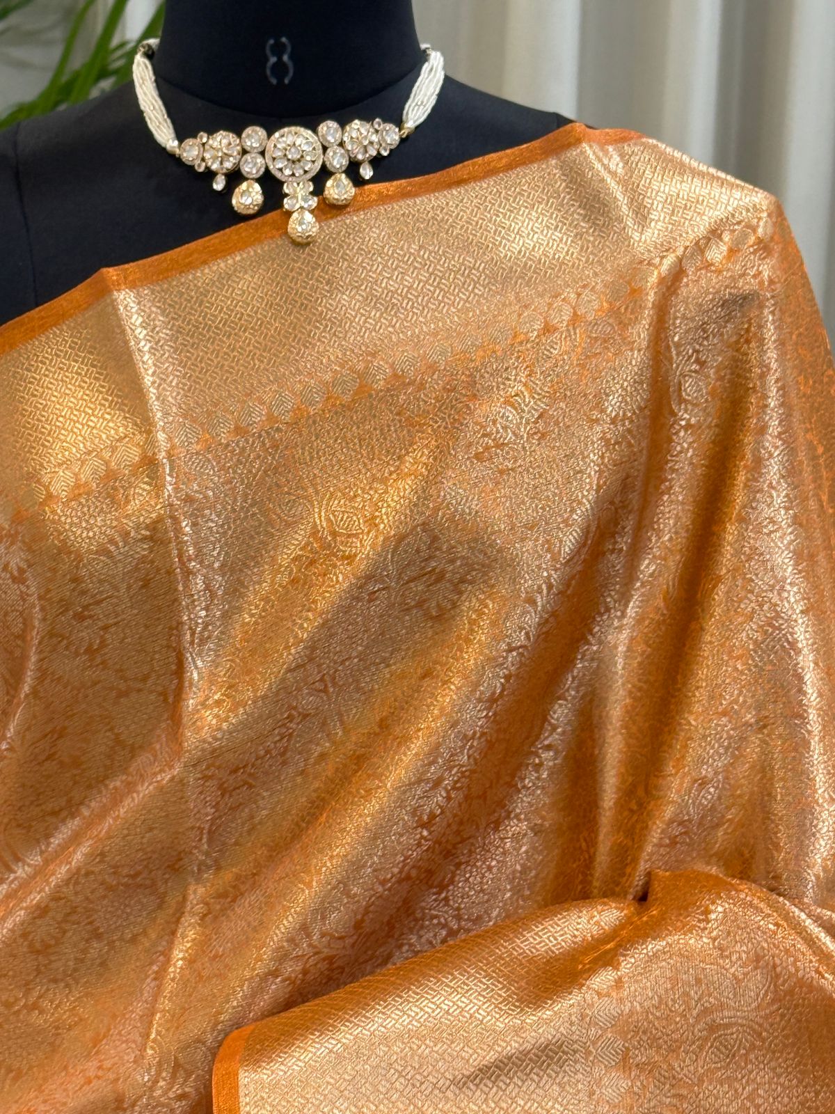 Orange Tissue Banarasi Saree