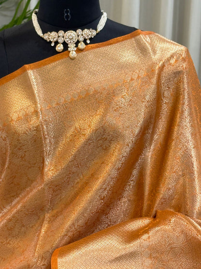 Orange Tissue Banarasi Saree