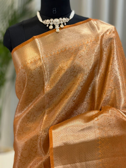Orange Tissue Banarasi Saree