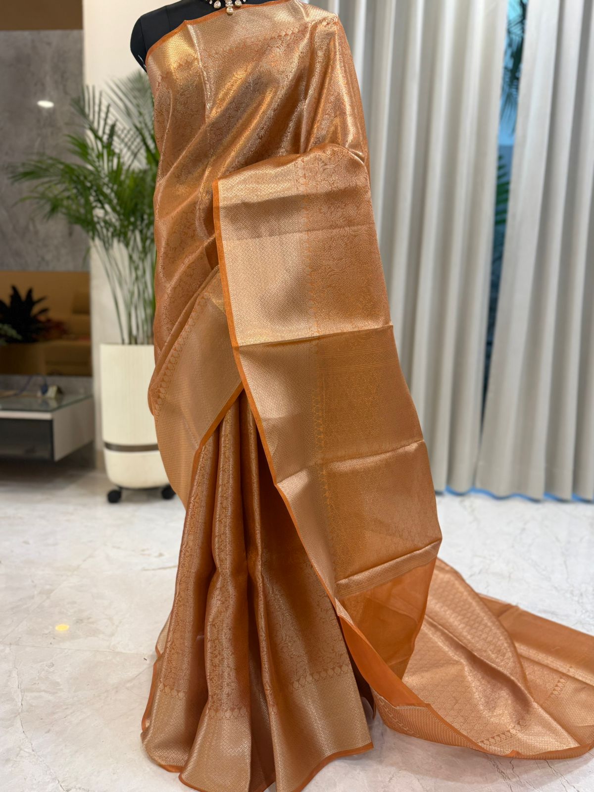 Orange Tissue Banarasi Saree