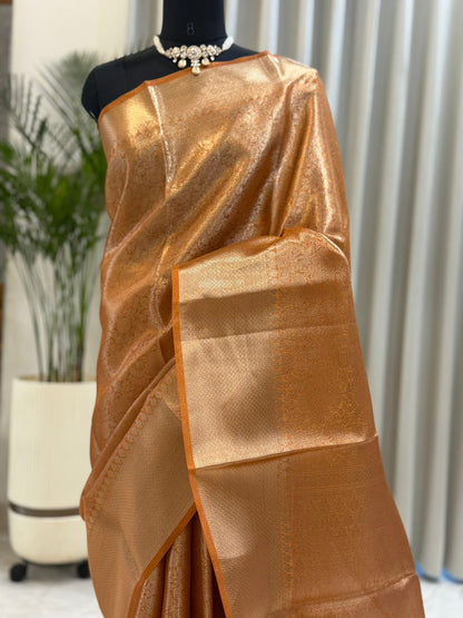 Orange Tissue Banarasi Saree