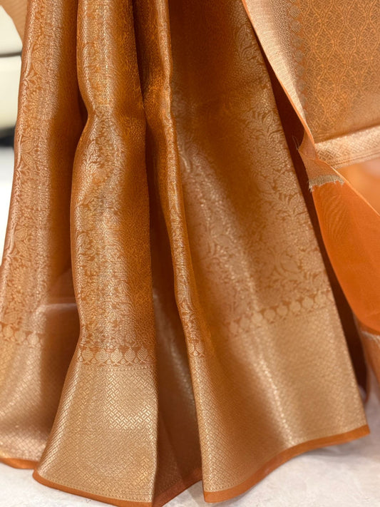 Orange Tissue Banarasi Saree