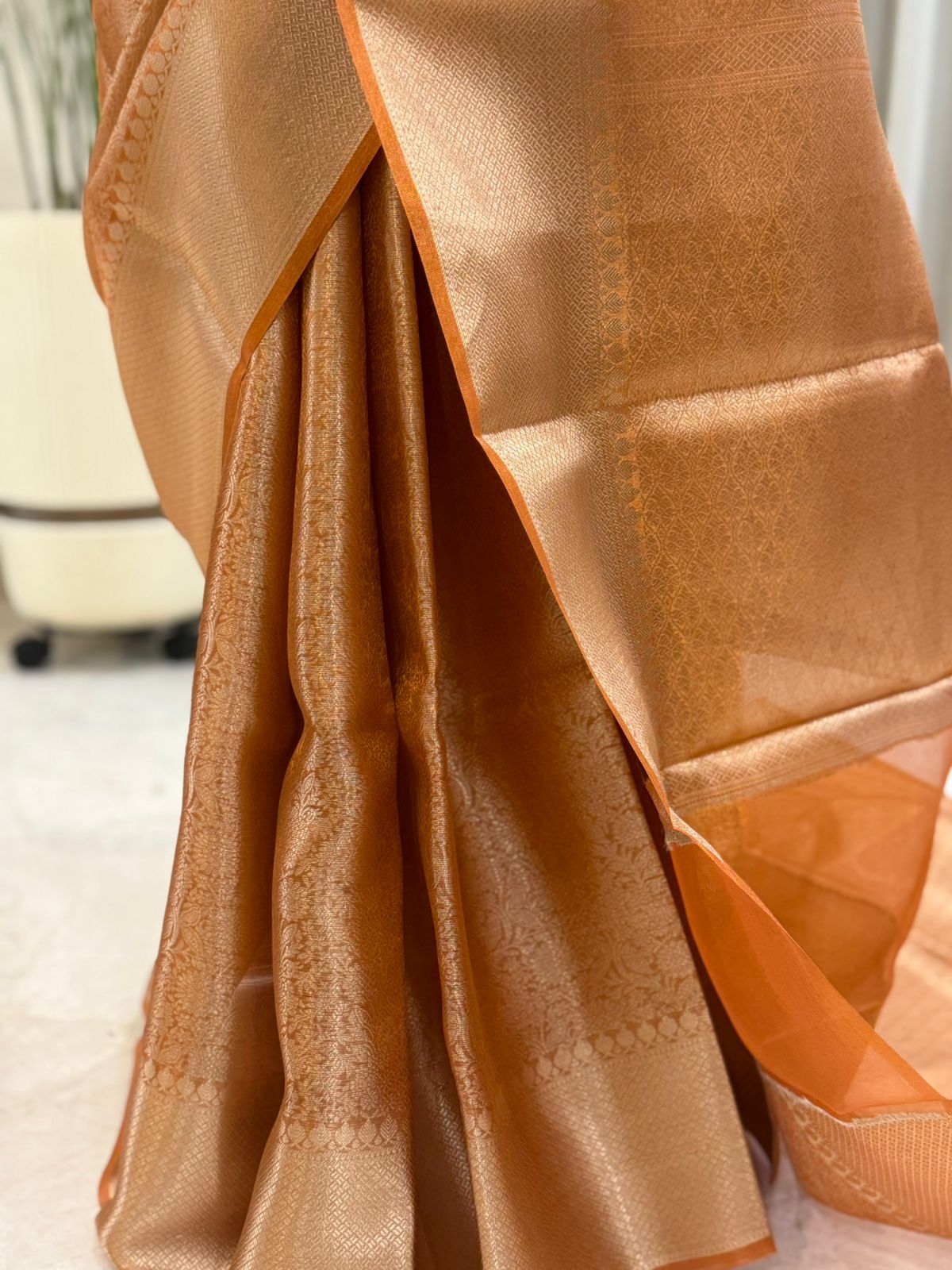 Orange Tissue Banarasi Saree