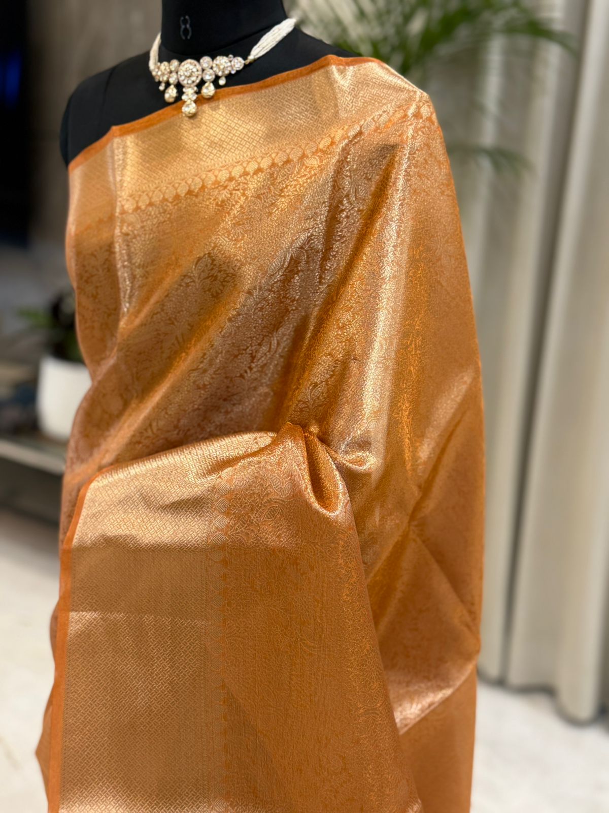 Orange Tissue Banarasi Saree