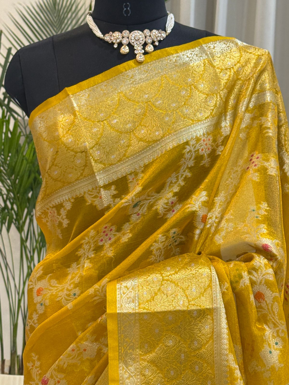 Golden Mango Banarasi Silk Saree