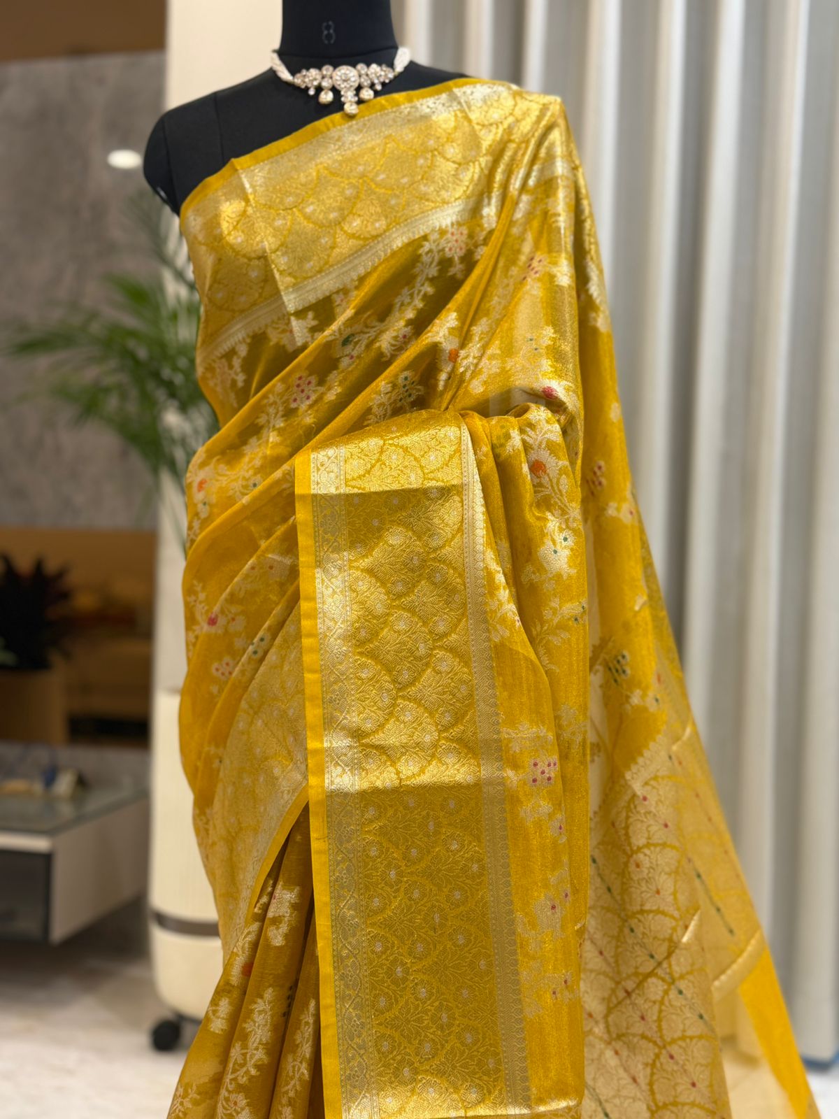 Golden Mango Banarasi Silk Saree