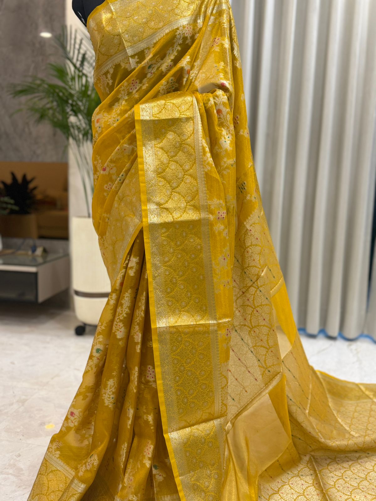 Golden Mango Banarasi Silk Saree